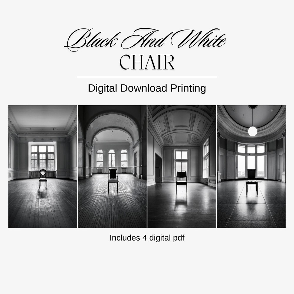 Vertical, Black And White Chair, Digital Download Printing