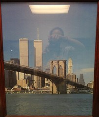 Brooklyn Bridge World Trade Center Twin Towers Color Photograph Framed