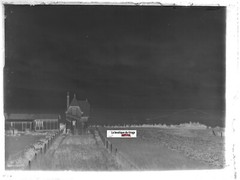 Villa, Ocean, Landscape, Plate Glass Photo Antique, Negative Black & White