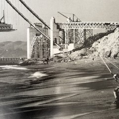 Vtg Golden Gate Bridge Construction San Francisco Photo Print Poster 35 x 24″